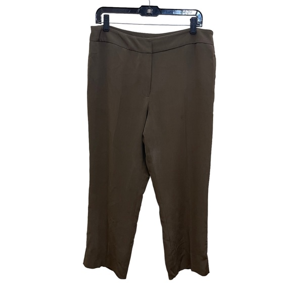 Jones New York Womens Pants Size 12 Brown 100% Silk Strait Leg Cropped - Picture 1 of 10